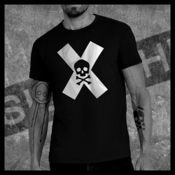 H0029 T-Shirt tête de mort Skullhead Pirate croix x cross