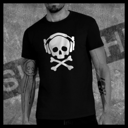 H0035 T-Shirt tête de mort Skullhead Pirate casque headphone nez