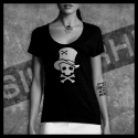 F0037 T-Shirt tête de mort Skullhead pirate haut de forme