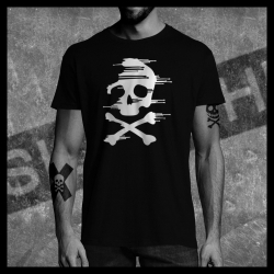 H0070 T-Shirt tête de mort Skullhead Pirate Coulures Vent